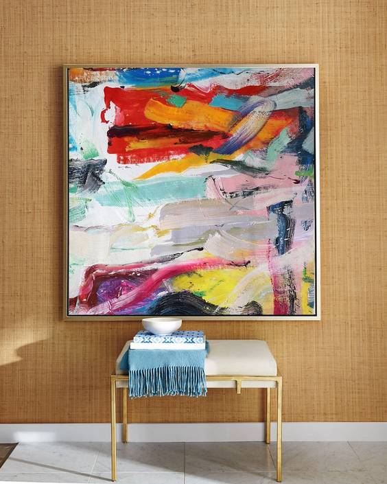 Contemporary Original Red Living Abstract Canvas Wall Art 3P5HK